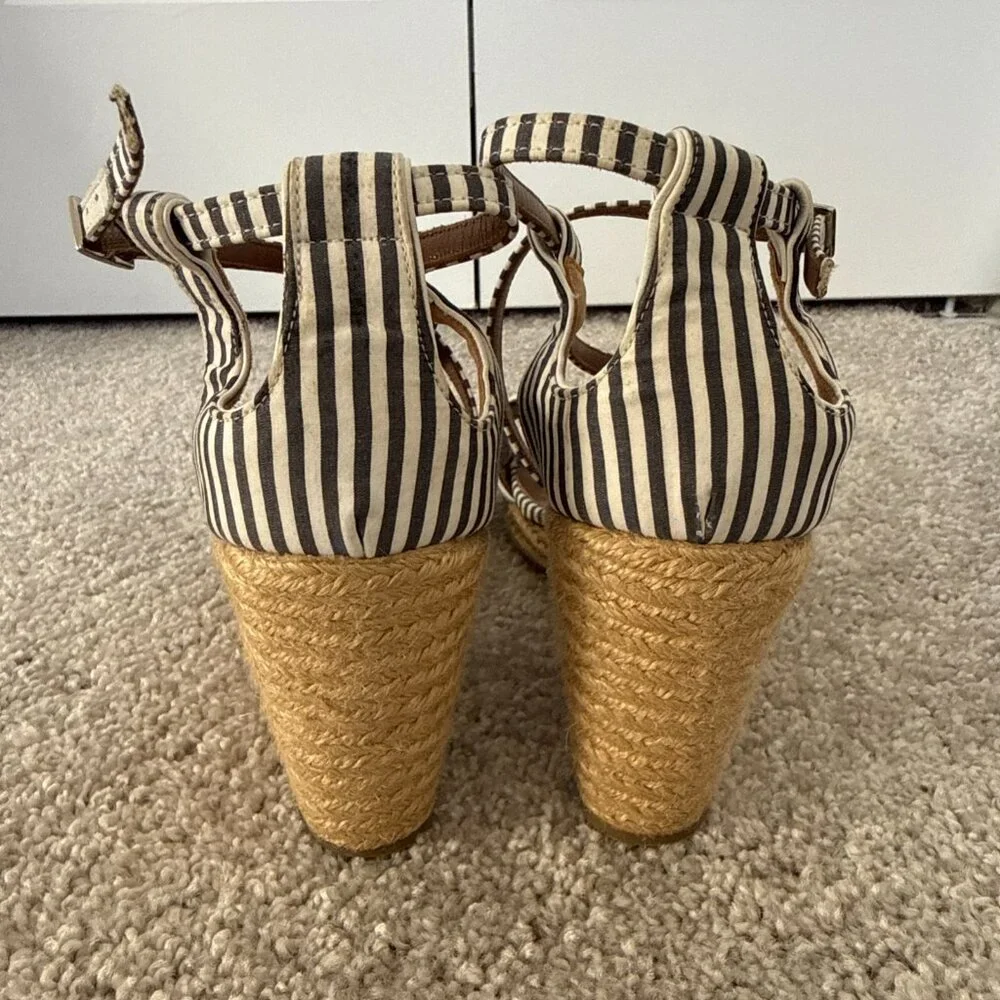 Tabitha‎ Simmons Striped Espadrille Wedges Size 40 Summer Nautical Vacation